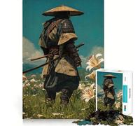 Samurai in A Field of Lilies Jigsaw Puzzles 1000 Pieces for Adults Strengthen Memory Group Joy Clean Edge Stylish Gift (38x26cm)