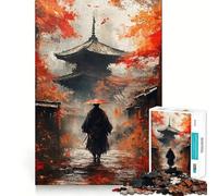 Samurai in Autumn Landscape Jigsaw Puzzles for Adults1000 Pieces Improve Memory Relax Mind Sharp Edge Art Collection Piece (38x26cm)