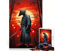 Samurai in Bamboo Forest at Sunset Puzzle for Teenagers 1000 Pieces Smart Reason Toy Stress Release Sharp Edge Birthday Gift (38x26cm)