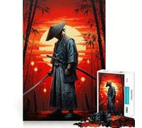 Samurai in Bamboo Forest at Sunset Puzzle for Teenagers 1000 Pieces Smart Reason Toy Stress Release Sharp Edge Birthday Gift (38x26cm)