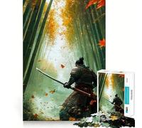 Samurai in Bamboo Forest Jigsaw Puzzles 1000 Pieces for Adults Strengthen Recall Calm Mind Quality Edge Warm Surprise (38x26cm)