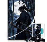 Samurai in Bamboo Forest Under Moonlight Jigsaw Puzzles for Adults 1000 Piece Strengthen Recall Casual Fun Quality Edge Stylish Gift (38x26cm)