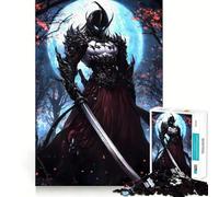 Samurai in Fire Moonlight Jigsaw Puzzles 1000 Pieces for Teenagers Logic Train Toy Leisure Fun Smooth Cut (50x75cm)