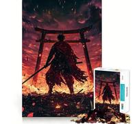 Samurai in Flames Jigsaw Puzzle for Teenagers 1000 Pieces Boost Recall Tension Relief Tight Edge Fine Art Piece (50x75cm)