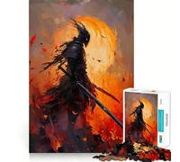 Samurai in Flames Jigsaw Puzzles 1000 Piece for Teenagers Pure Logic Toy Gentle Relax Clean Cut Fine Art Piece (38x52cm)