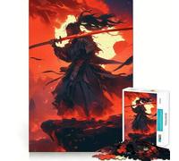 Samurai in Flames Jigsaw Puzzles 1000 Pieces for Adults Strengthen Recall Calm Mind Quality Edge Warm Surprise (38x52cm)