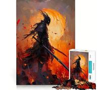 Samurai in Flames Jigsaw Puzzles 1000 Pieces for Adults Strengthen Recall Calm Mind Quality Edge Warm Surprise (38x26cm)