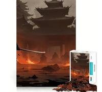 Samurai in Flames Jigsaw Puzzles 1000 Pieces for Teenagers Logic Train Toy Leisure Fun Smooth Cut (50x75cm)