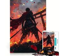 Samurai in Flames Jigsaw Puzzles for Adults 1000 Piece Strengthen Recall Casual Fun Quality Edge Stylish Gift (38x52cm)