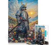 Samurai in Flower Field 1000 Pieces Jigsaw Puzzles for Adults Fine Logic Toy Leisure Time Neat Edge Art Collectible (50x75cm)
