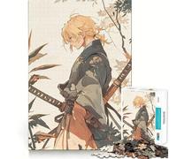 Samurai in Forest Jigsaw Puzzles for Adults1000 Piece Mind Game Toy Anxiety Relief Neat Cut Art Collectible (50x75cm)