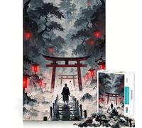 Samurai in Forest with Torii Gates Jigsaw Puzzles 1000 Pieces for Adults Boost Memory Peaceful Fun Premium Cut Memorable Gift (38x26cm)
