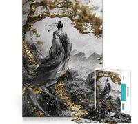 Samurai in Golden Landscape Hard Jigsaw Puzzle for Adults 1000 Pieces Fine Logic Toy Calm Fun Neat Edge Thoughtful Gift (50x75cm)