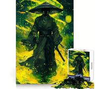 Samurai in Green Flames Jigsaw Puzzles 1000 Pieces for Teenagers Logic Train Toy Leisure Fun Smooth Cut (38x52cm)