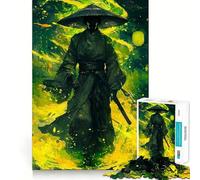 Samurai in Green Flames Jigsaw Puzzles 1000 Pieces for Teenagers Logic Train Toy Leisure Fun Smooth Cut (38x52cm)
