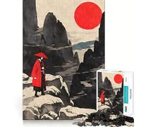 Samurai in Mountain Landscape 1000 Pieces Jigsaw Puzzles for Teenagers Strong Logic Toy Family Time Clear Edge Warm Surprise (38x52cm)