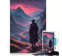 Samurai in Mountain Landscape at Sunset 1000 Piece Jigsaw Puzzles for Adults Jigsaw Recall Boost Mental Relax Smooth Cut Birthday Gift (50x75cm)