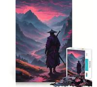 Samurai in Mountain Landscape at Sunset Hard Jigsaw Puzzle for Adults 1000 Pieces Recall Boost Quiet Calm Smooth Cut Classic Gift (38x26cm)