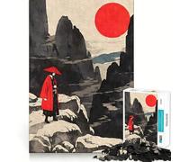Samurai in Mountain Landscape Teenagers 1000 Piece Jigsaw Puzzle Logic Boost Toy Indoor Fun Premium Edge Memorable Gift (50x75cm)