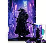 Samurai in Neon City 1000 Piece Jigsaw Puzzles for Adults Jigsaw Recall Boost Mental Relax Smooth Cut Birthday Gift (38x26cm)