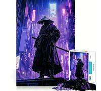 Samurai in Neon City Jigsaw Puzzles for Teenagers 1000 Piece Mind Challenge Toy Relaxing Fun Precise Cut Festive Gift (50x75cm)