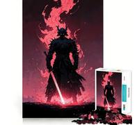 Samurai in Neon Glow Flames 1000 Pieces Jigsaw Puzzles for Teenagers Mental Toy Stress Relief Premium Cut (38x52cm)