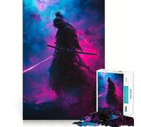Samurai in Neon Light 1000 Pieces Jigsaw Puzzles for Adults Fine Logic Toy Leisure Time Neat Edge Art Collectible (38x26cm)