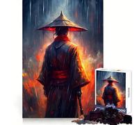 Samurai in Rain And Fire Hard Jigsaw Puzzle for Adults 1000 Pieces Reason Skill Toy Family Time Tight Cut Art Collectible (50x75cm)