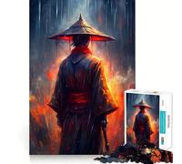 Samurai in Rain And Fire Teenagers 1000 Piece Jigsaw Puzzle Logic Boost Toy Indoor Fun Premium Edge Memorable Gift (38x52cm)
