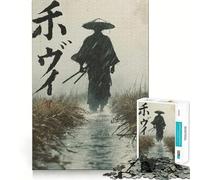 Samurai in Rain Jigsaw Puzzles for Adults1000 Piece Mind Game Toy Anxiety Relief Neat Cut Art Collectible (38x26cm)