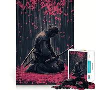 Samurai in Rain of Cherry Blossoms Jigsaw Puzzles for Teenagers 1000 Piece Brain Workout Toy Mental Relax Art Assembly Unique Gift (38x26cm)