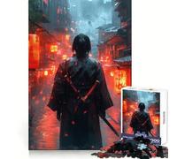 Samurai in Rainy Japanese Street Jigsaw Puzzles for Adults1000 Pieces Mind Skill Toy Quiet Hobby Design Assembly (38x26cm)