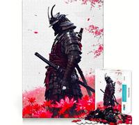 Samurai in Red Flower Field 1000 Pieces Jigsaw Puzzles for Teenagers Logic Train Toy Quiet Fun Smooth Cut Lovely Gift (38x52cm)