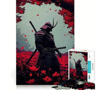 Samurai in Red Flower Field Jigsaw Puzzles 1000 Piece for Adults Smart Reason Toy Casual Fun Smooth Edge Wall Art Decor (38x26cm)