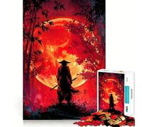 Samurai in Red Forest with Moon 1000 Piece Jigsaw Puzzles for Teenagers Jigsaw Wise Think Toy Relax Time Clear Cut Festival Gift (50x75cm)