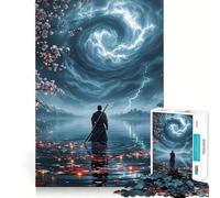 Samurai in Stormy Lake Jigsaw Puzzle 1000 Piece for Teenagers Reason Skill Toy Relaxing Fun Exact Cut (38x26cm)