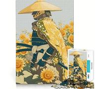Samurai in Sunflower Field 1000 Piece Jigsaw Puzzles for Teenagers Jigsaw Wise Think Toy Relax Time Clear Cut Festival Gift (38x52cm)