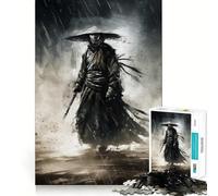 Samurai in The Rain Jigsaw Puzzles 1000 Pieces for Adults Strengthen Memory Group Joy Clean Edge Stylish Gift (50x75cm)