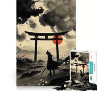 Samurai Ink Painting with Torii Gate Jigsaw Puzzle 1000 Piece for Teenagers Reason Skill Toy Relaxing Fun Exact Cut (38x26cm)