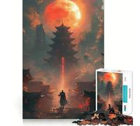 Samurai Japan Landscape Jigsaw Puzzle 1000 Piece for Teenagers Logic Sense Toy Calm Pastime Smooth Edge Premium Gift (38x26cm)