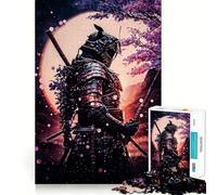Samurai Japan Neon Cherry Hard Jigsaw Puzzle for Adults 1000 Pieces Recall Boost Quiet Calm Smooth Cut Classic Gift (50x75cm)