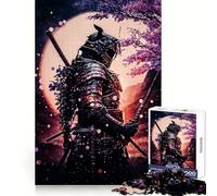 Samurai Japan Neon Cherry Hard Jigsaw Puzzle for Adults 1000 Pieces Recall Boost Quiet Calm Smooth Cut Classic Gift (50x75cm)