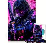 Samurai Japan Neon Jigsaw Puzzles for Teenagers 1000 Piece Brain Workout Toy Mental Relax Art Assembly Unique Gift (50x75cm)