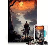 Samurai Japan Sunset Jigsaw Puzzle 1000 Piece for Adults Intellect Toy Soothing Fun Precise Cut (50x75cm)