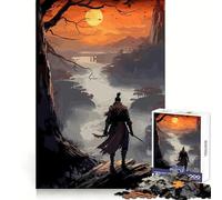 Samurai Japan Sunset Teenagers 1000 Piece Jigsaw Puzzle Logic Boost Toy Indoor Fun Premium Edge Memorable Gift (38x52cm)