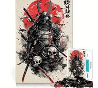 Samurai Japan Watercolor 1000 Piece Jigsaw Puzzles for Adults Jigsaw Recall Boost Mental Relax Smooth Cut Birthday Gift (50x75cm)