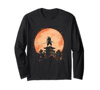 Samurai Japanese Art Vintage Warrior Shadow Sun Retro Long Sleeve T-Shirt