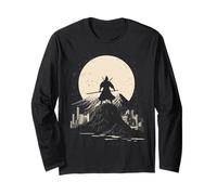 Samurai Japanese Art Vintage Warrior Shadow Sun Retro Long Sleeve T-Shirt