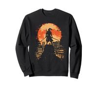 Samurai Japanese Art Vintage Warrior Shadow Sun Retro Sweatshirt