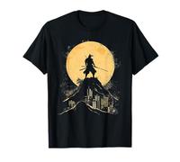 Samurai Japanese Art Vintage Warrior Shadow Sun Retro T-Shirt